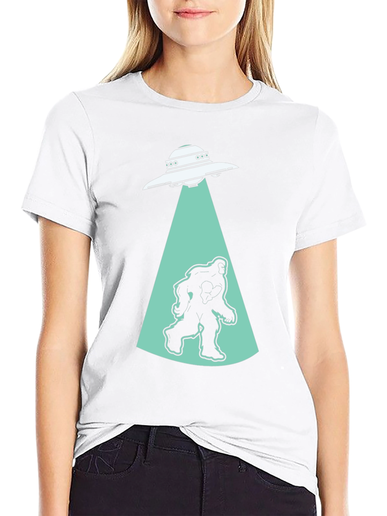UFO Abduction Bigfoot T-Shirt - Black