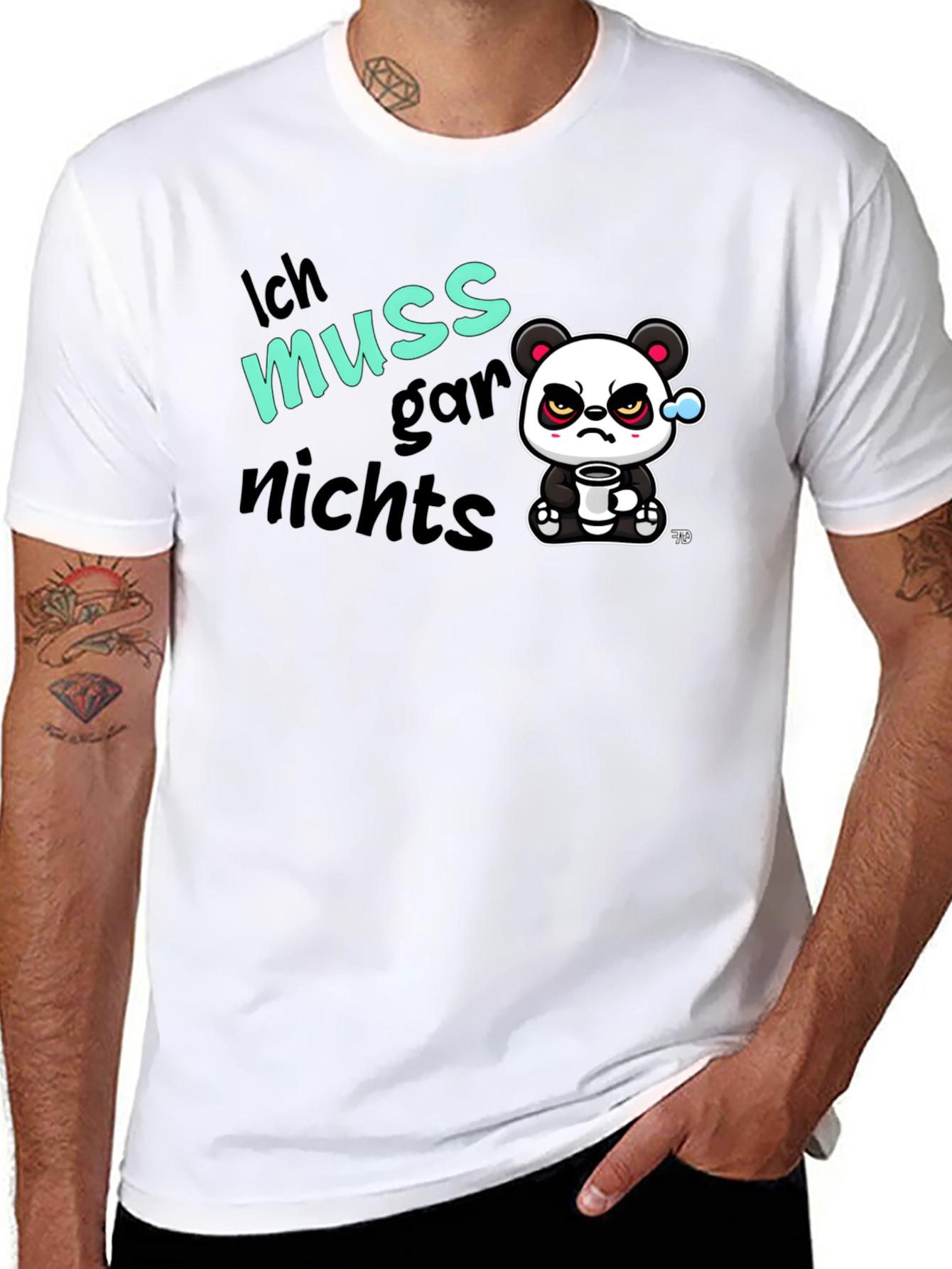 Funny Grumpy Panda T-Shirt - Ich Muss Gar Nichts