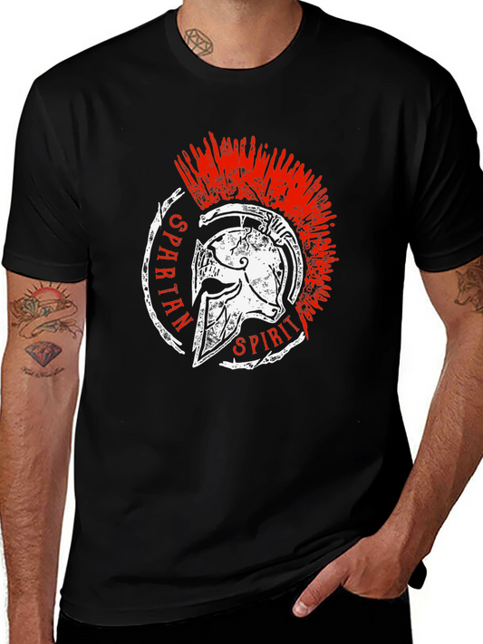 Spartan Spirit Graphic Tee - Black Cotton T-Shirt