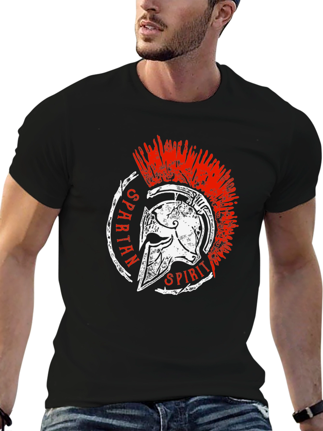 Spartan Spirit Graphic Tee - Black Cotton T-Shirt