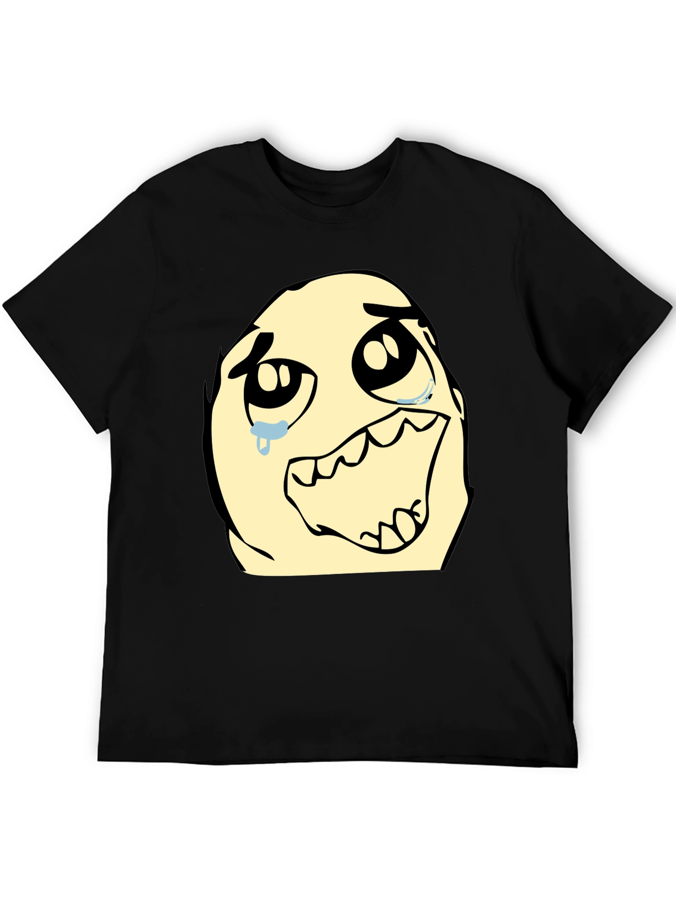 Crying Meme Graphic Tee - Soft Black Cotton T-Shirt