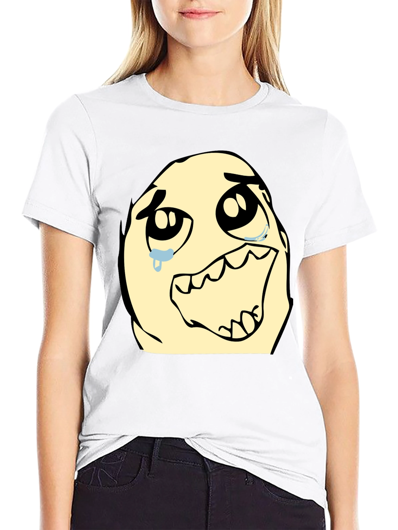 Crying Meme Graphic Tee - Soft Black Cotton T-Shirt