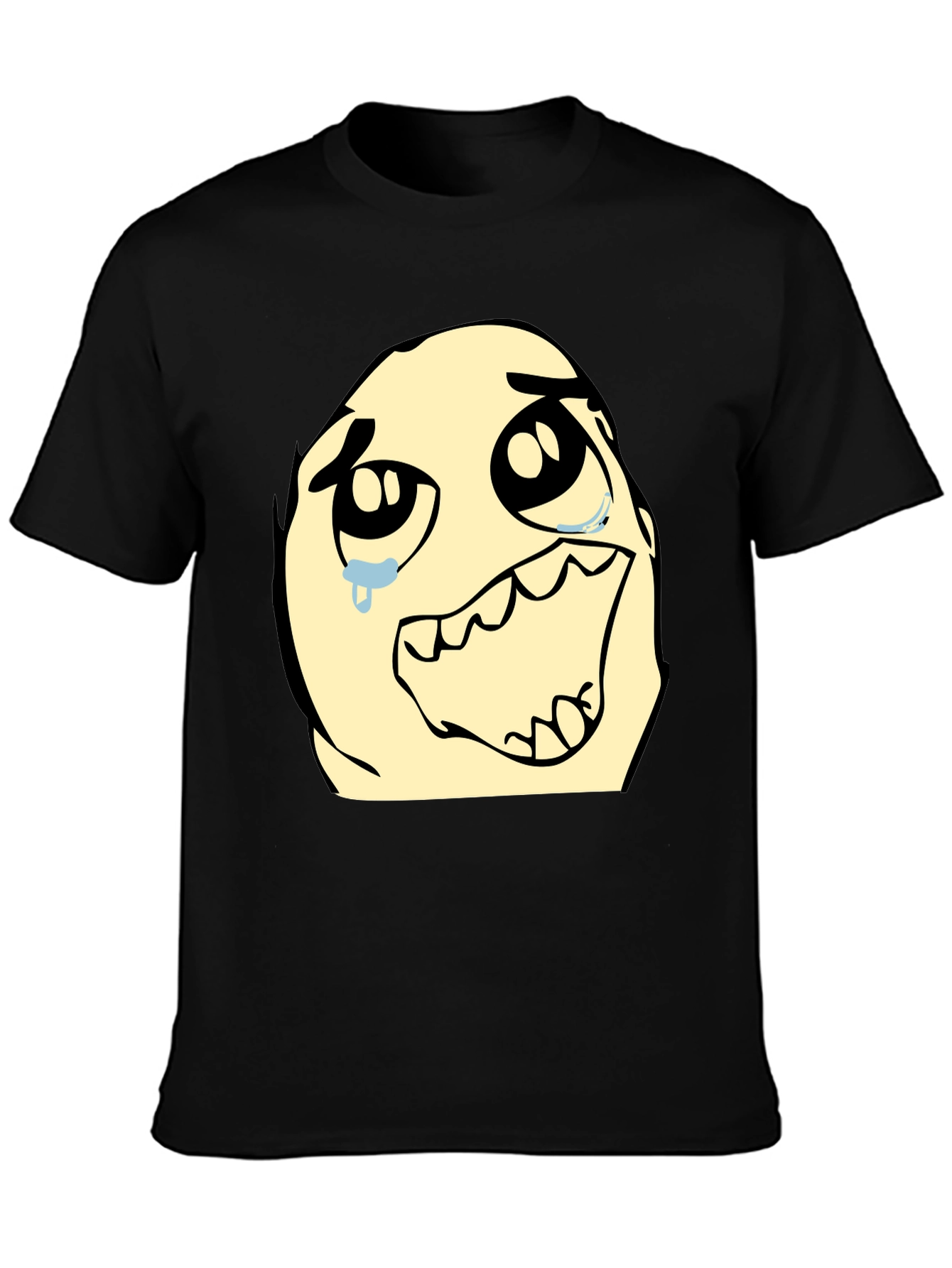 Crying Meme Graphic Tee - Soft Black Cotton T-Shirt