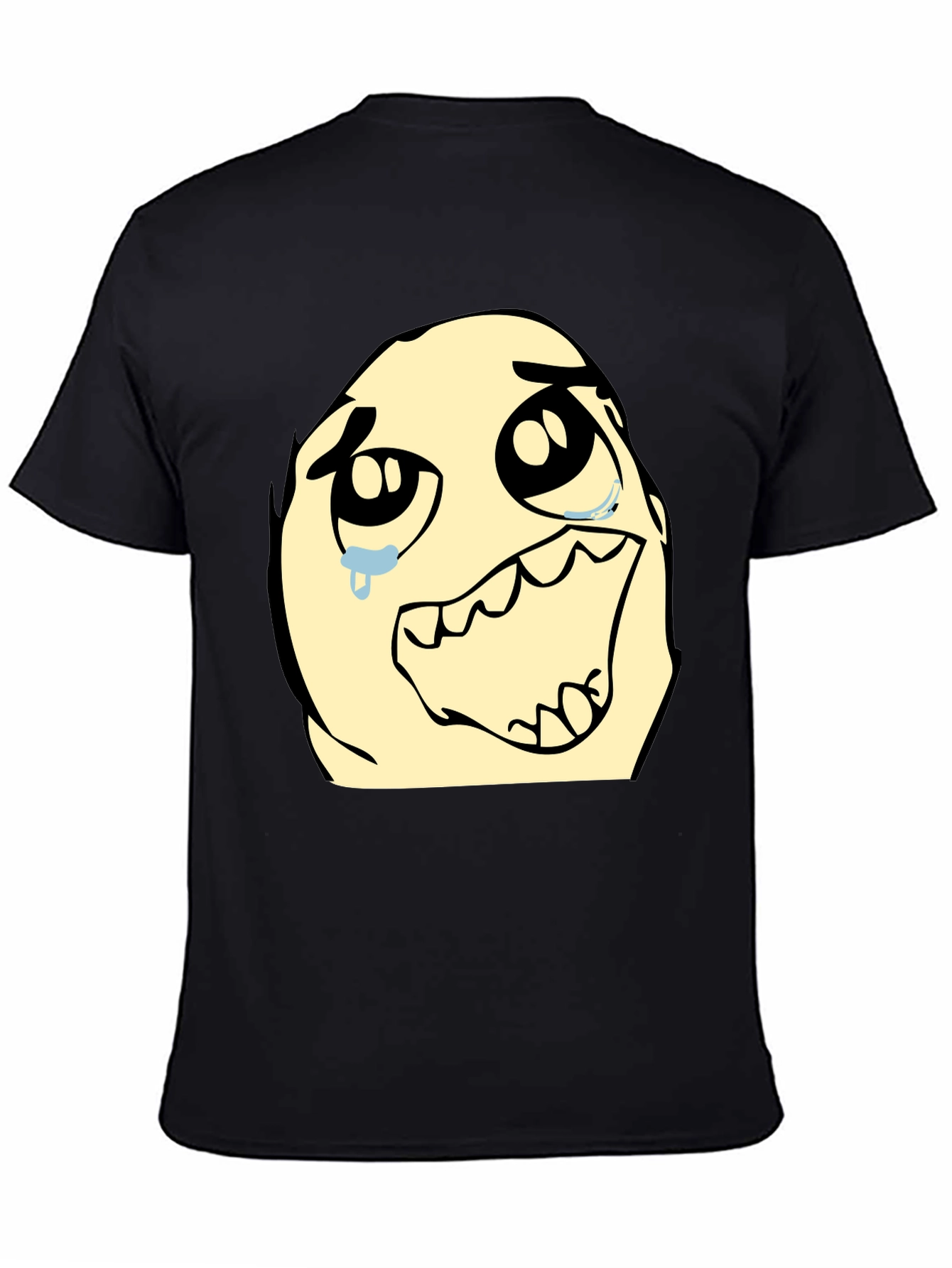 Crying Meme Graphic Tee - Soft Black Cotton T-Shirt