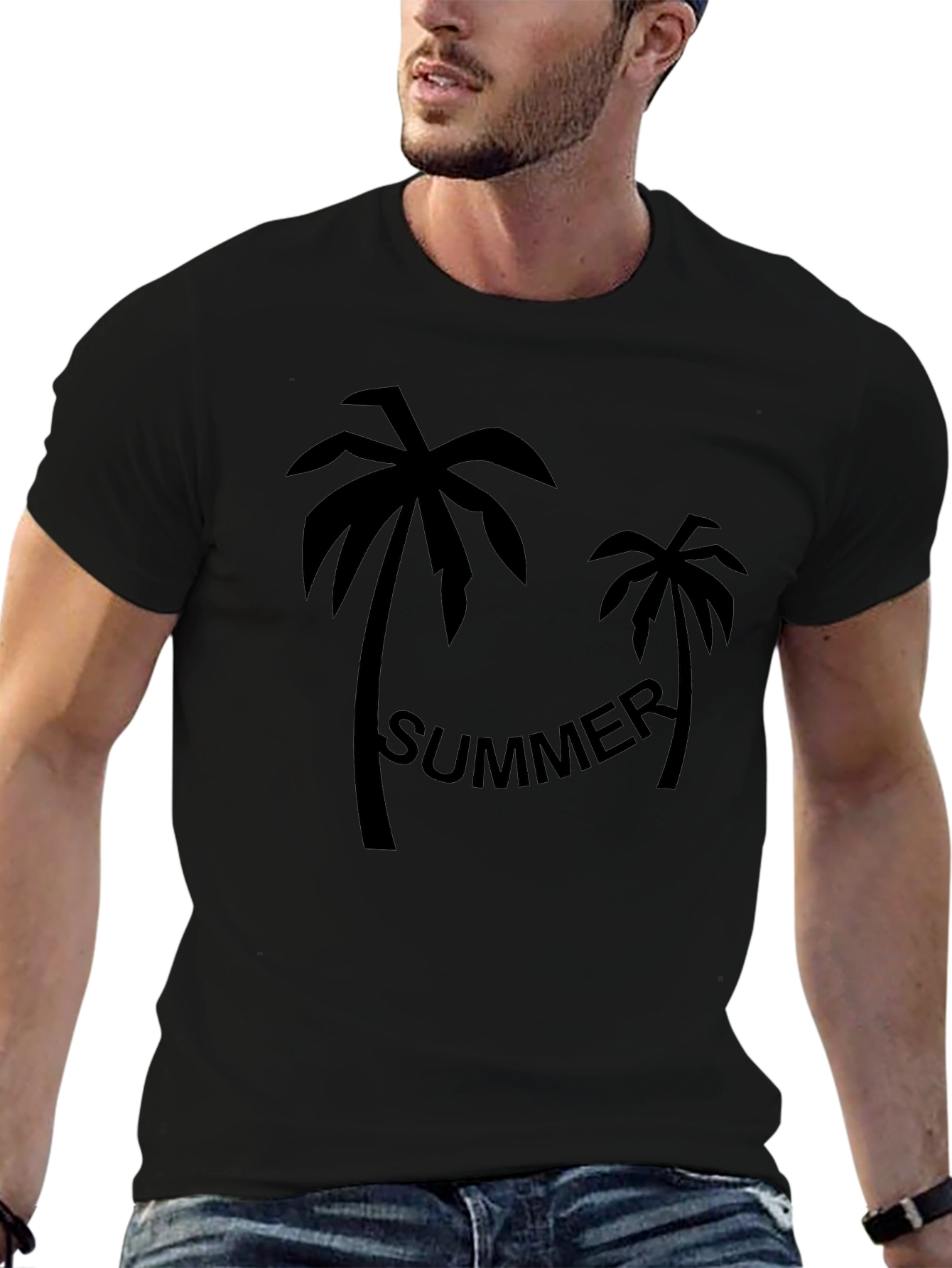 Summer Palm Tree Black Graphic Tee