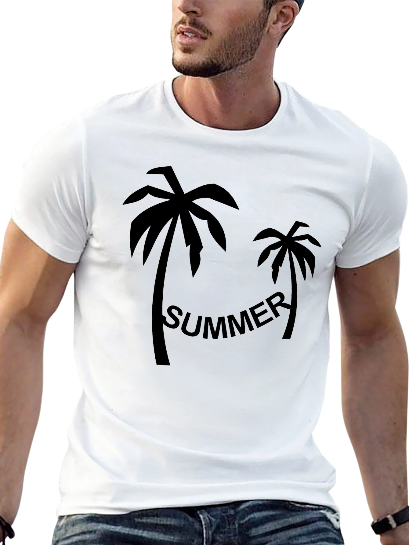 Summer Palm Tree Black Graphic Tee