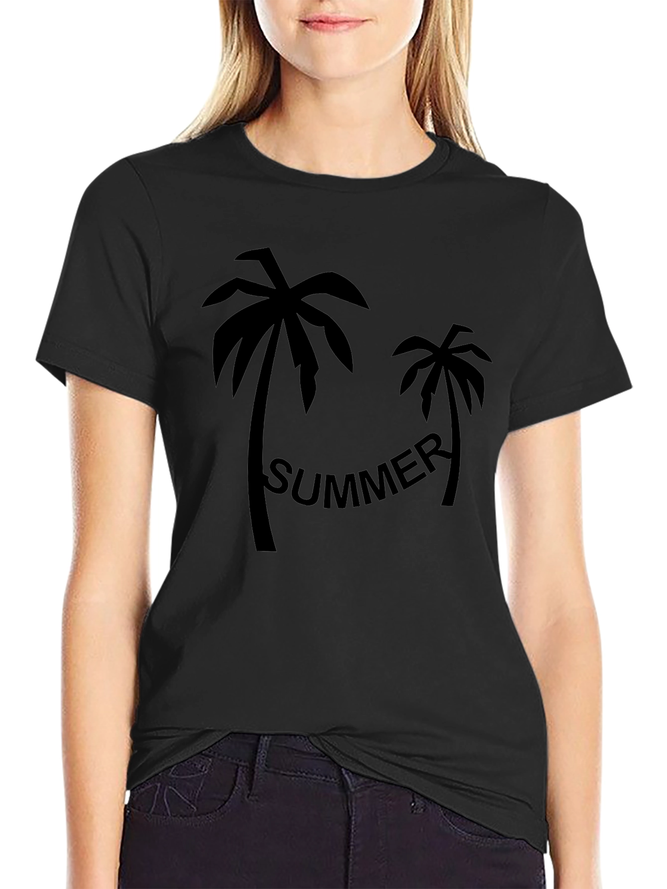 Summer Palm Tree Black Graphic Tee