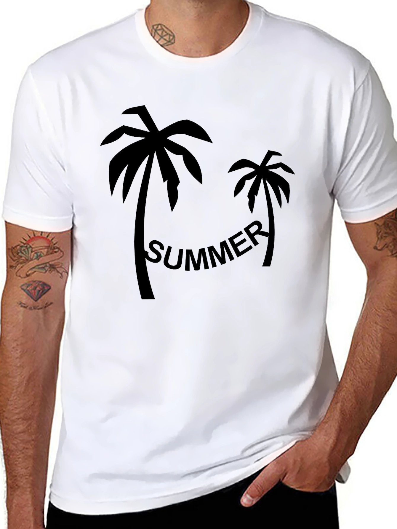 Summer Palm Tree Black Graphic Tee