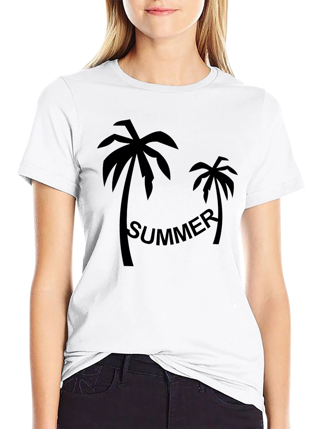 Summer Palm Tree Black Graphic Tee