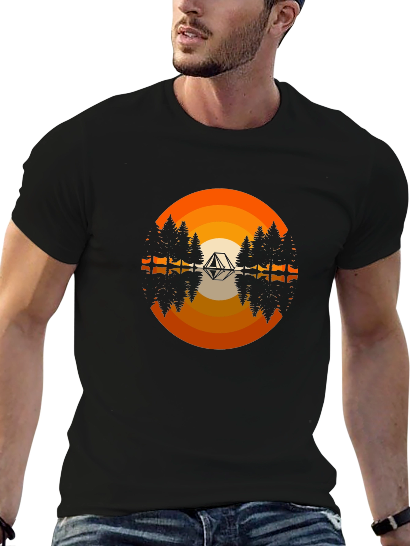 Camping Tent Graphic Tee - Black