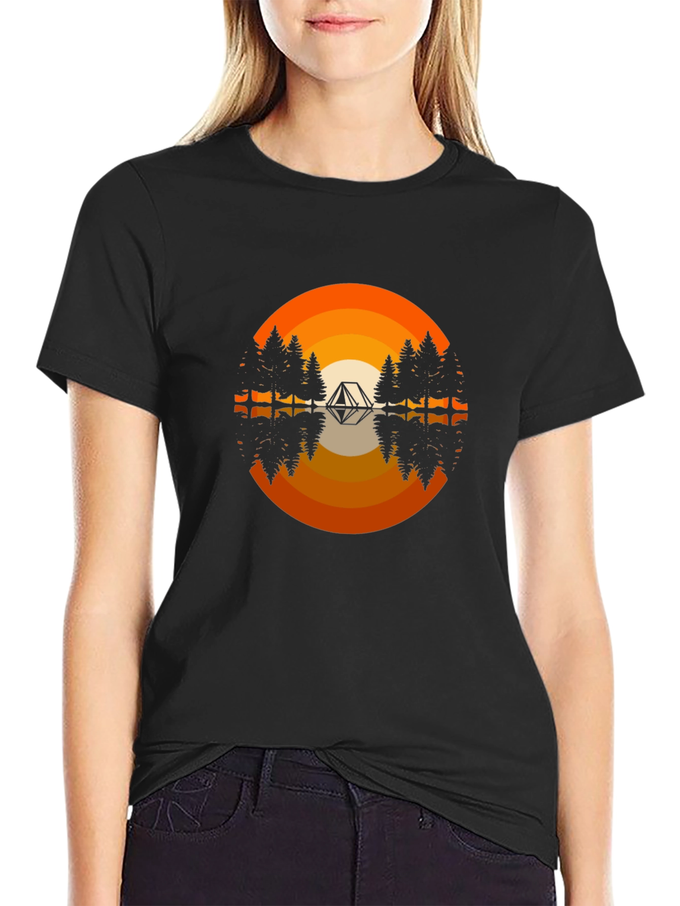Camping Tent Graphic Tee - Black