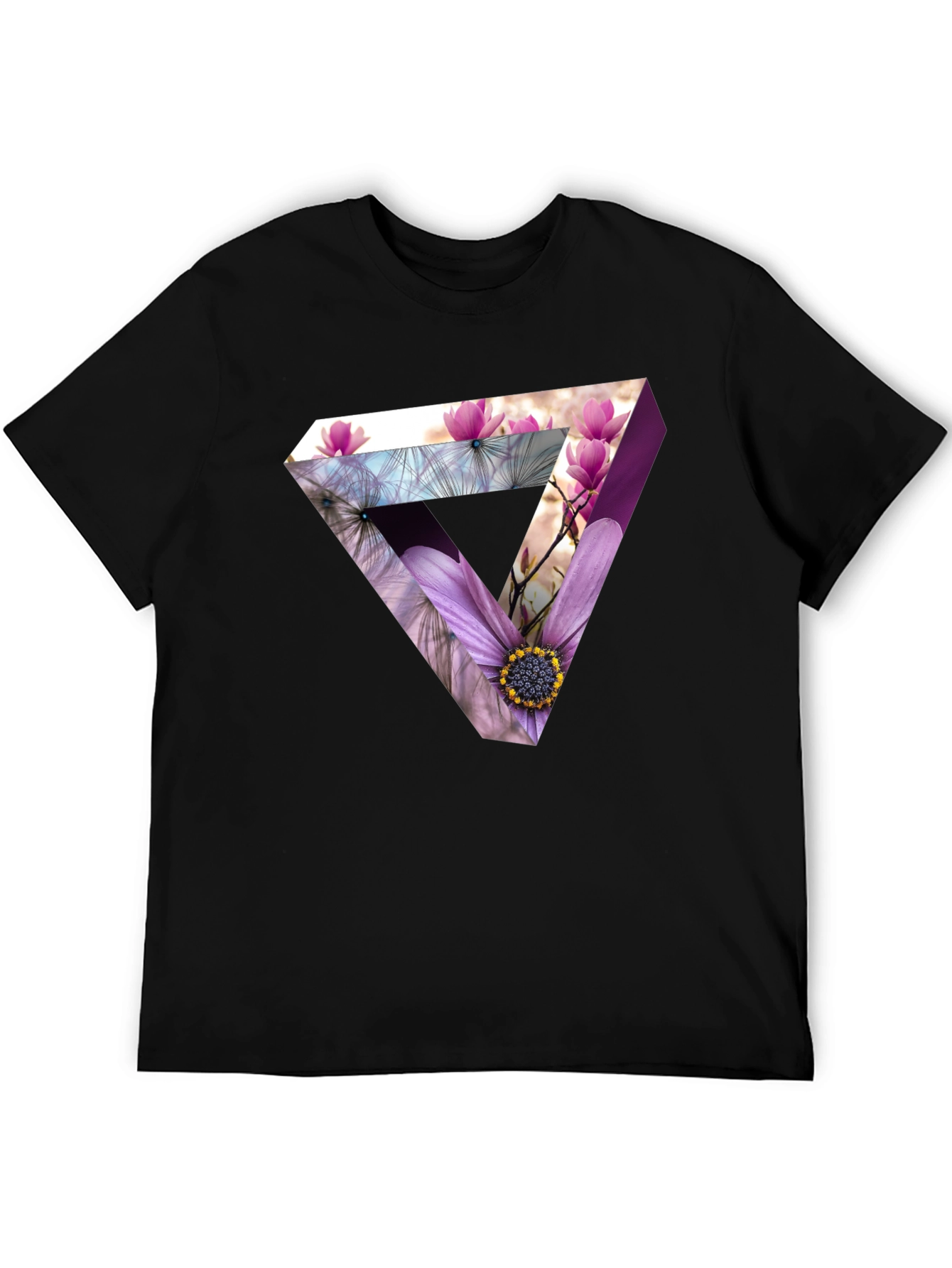 Floral Illusion Black Graphic T-Shirt