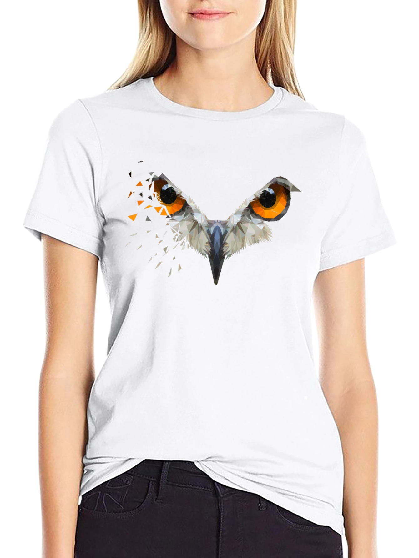 Geometric Owl Eyes Black Graphic Tee