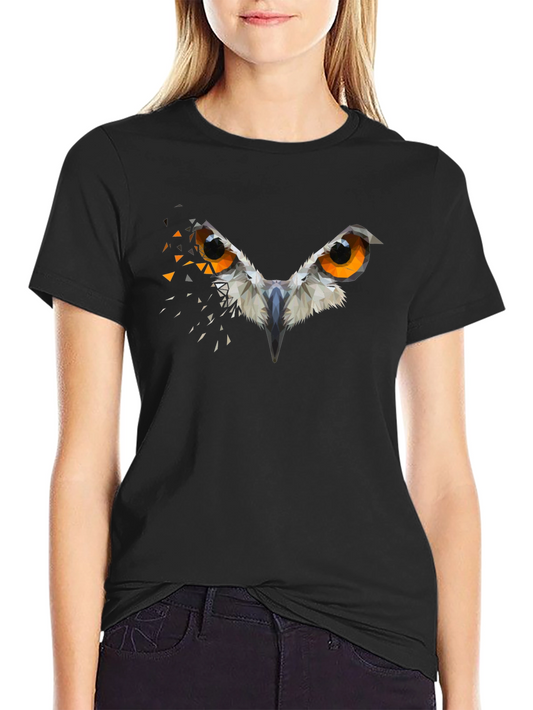 Geometric Owl Eyes Black Graphic Tee