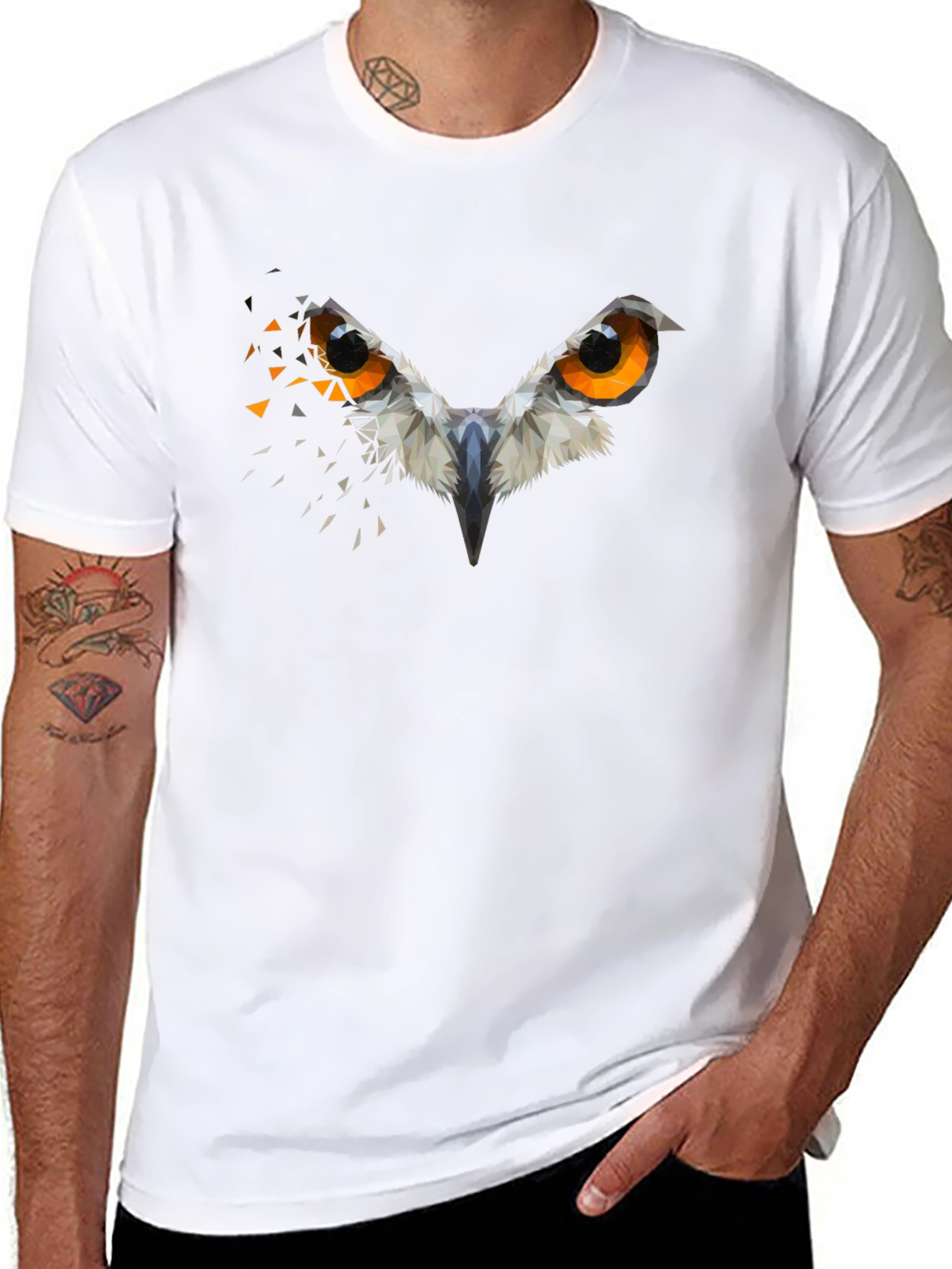 Geometric Owl Eyes Black Graphic Tee