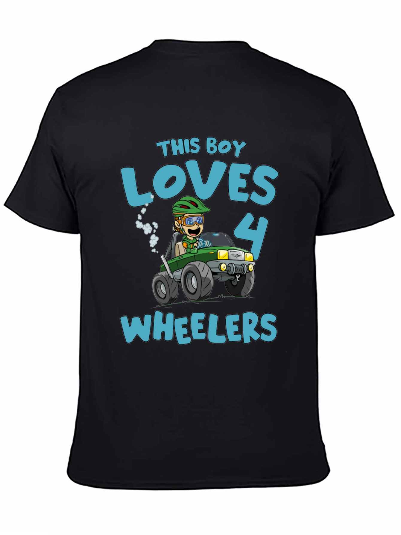 Boy Loves 4 Wheelers Black Graphic Tee