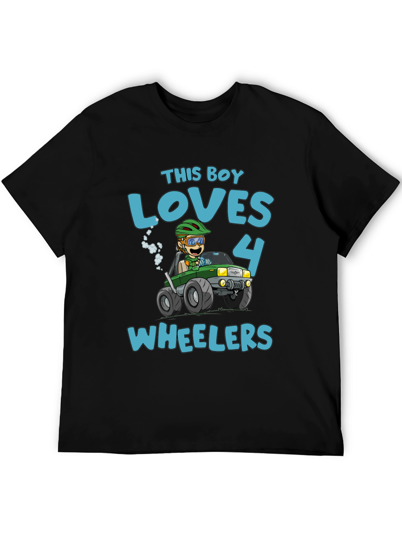 Boy Loves 4 Wheelers Black Graphic Tee