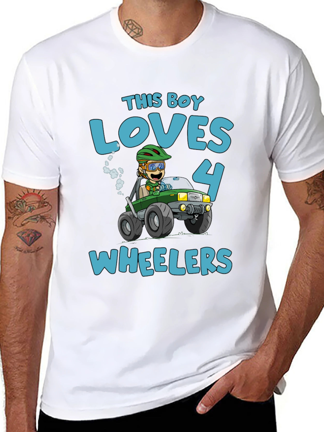 Boy Loves 4 Wheelers Black Graphic Tee