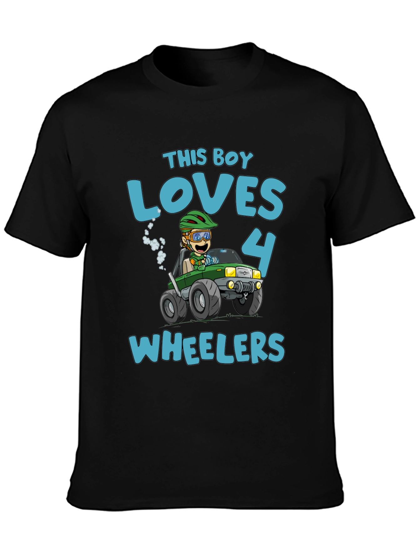 Boy Loves 4 Wheelers Black Graphic Tee