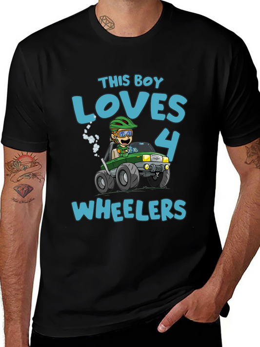 Boy Loves 4 Wheelers Black Graphic Tee