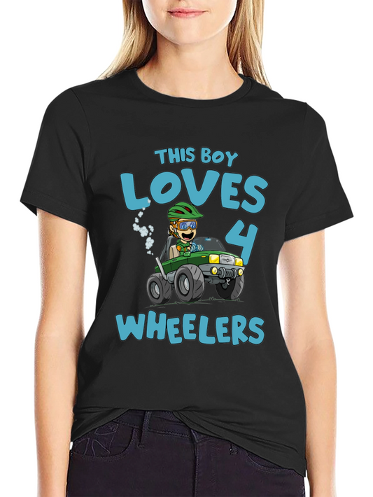 Boy Loves 4 Wheelers Black Graphic Tee