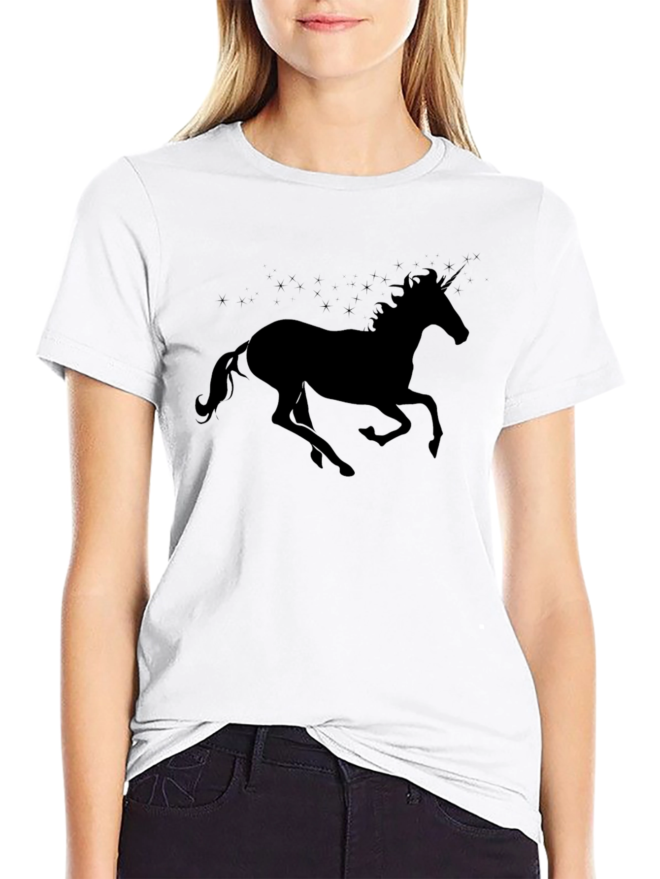 Unicorn Silhouette Graphic Tee - Black