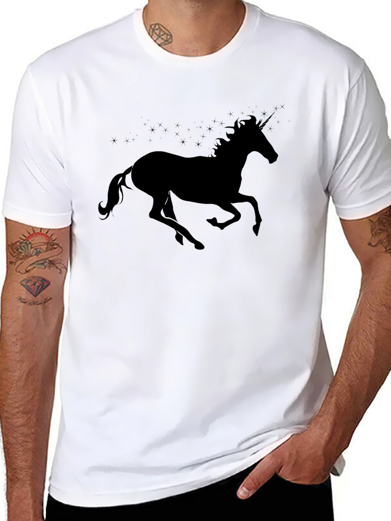 Unicorn Silhouette Graphic Tee - Black