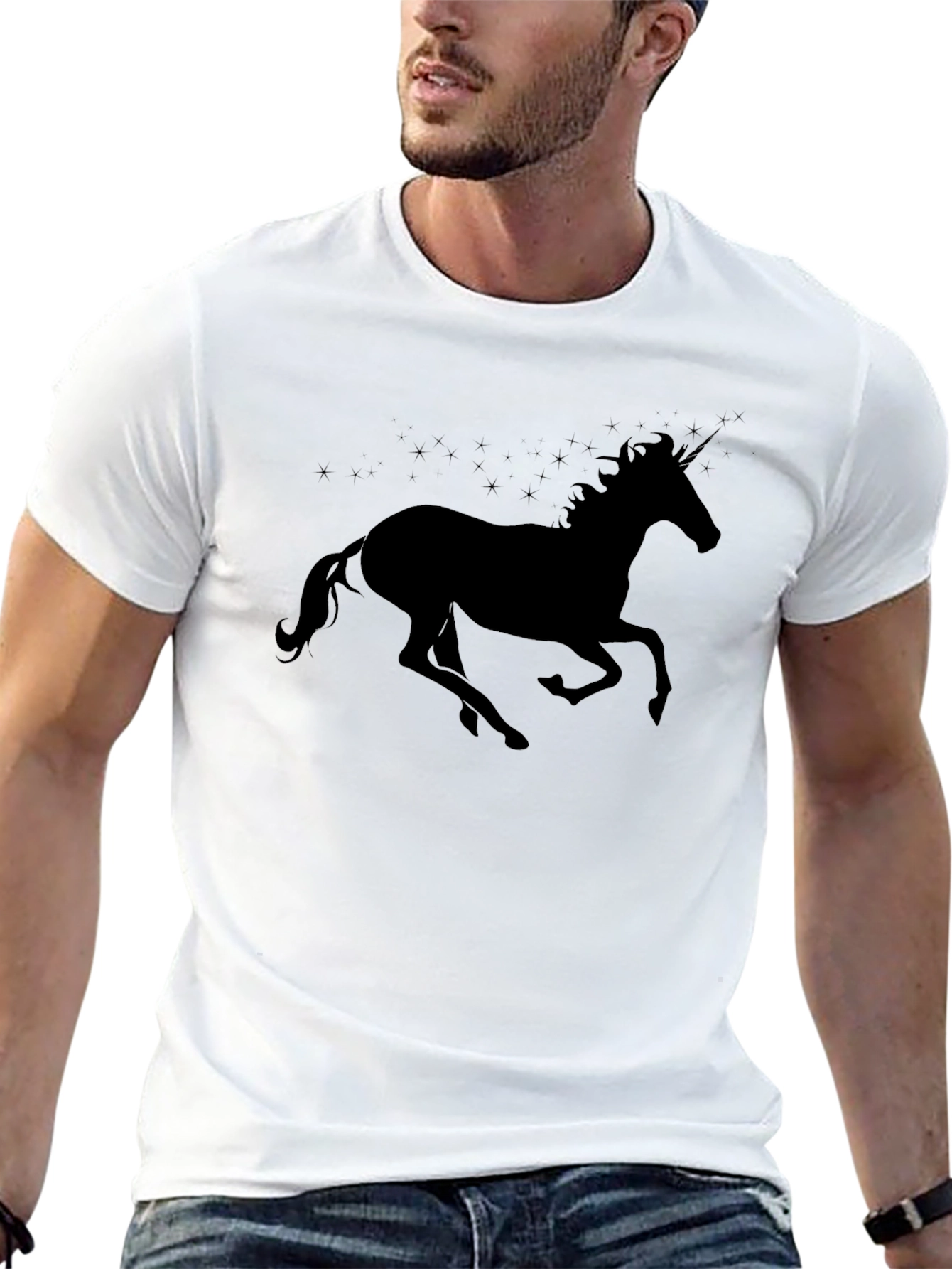 Unicorn Silhouette Graphic Tee - Black