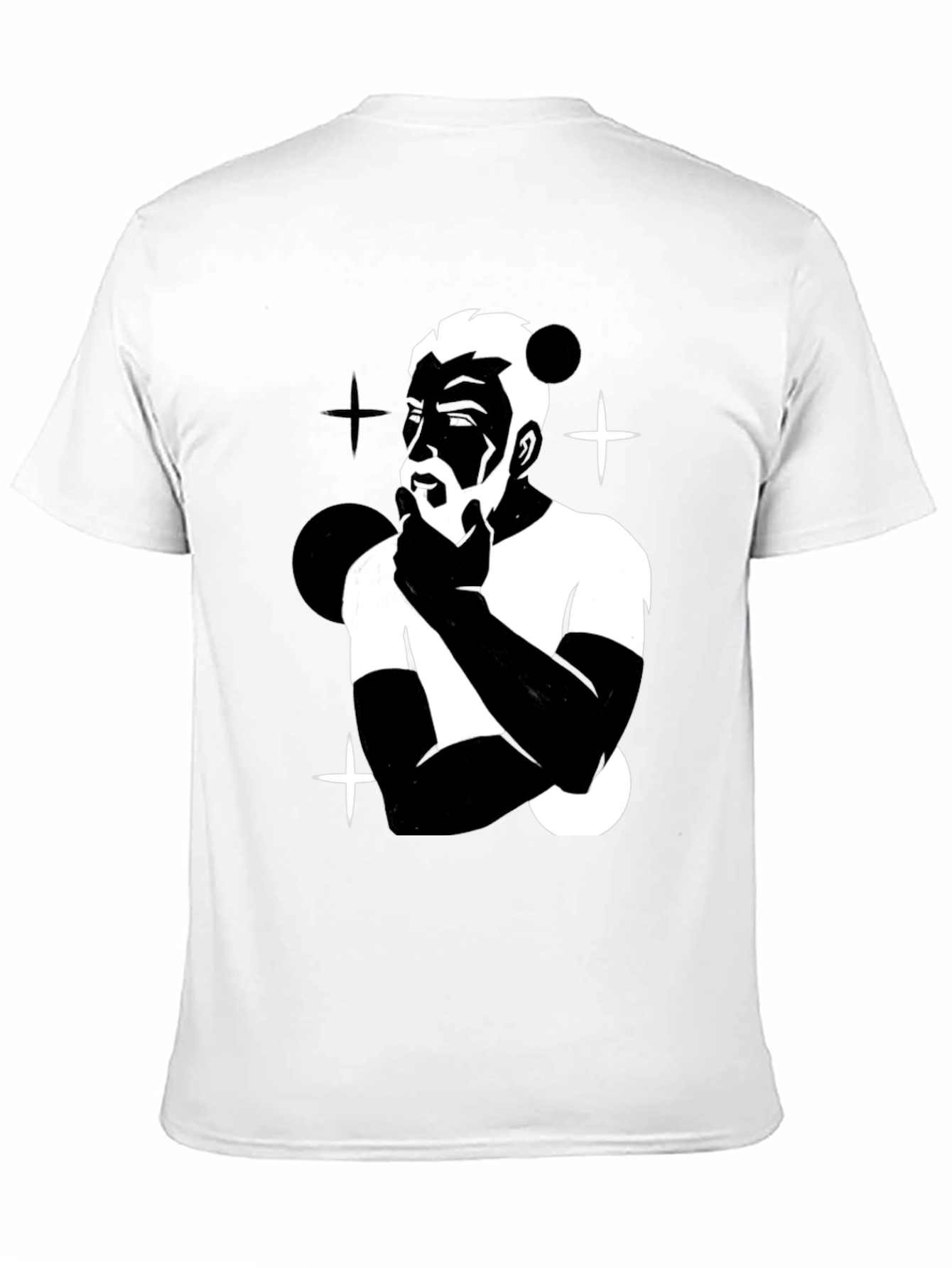 Mens Black Graphic T-Shirt - Contemplative Design