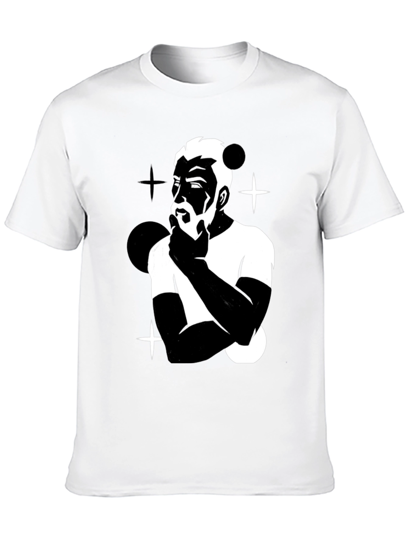 Mens Black Graphic T-Shirt - Contemplative Design