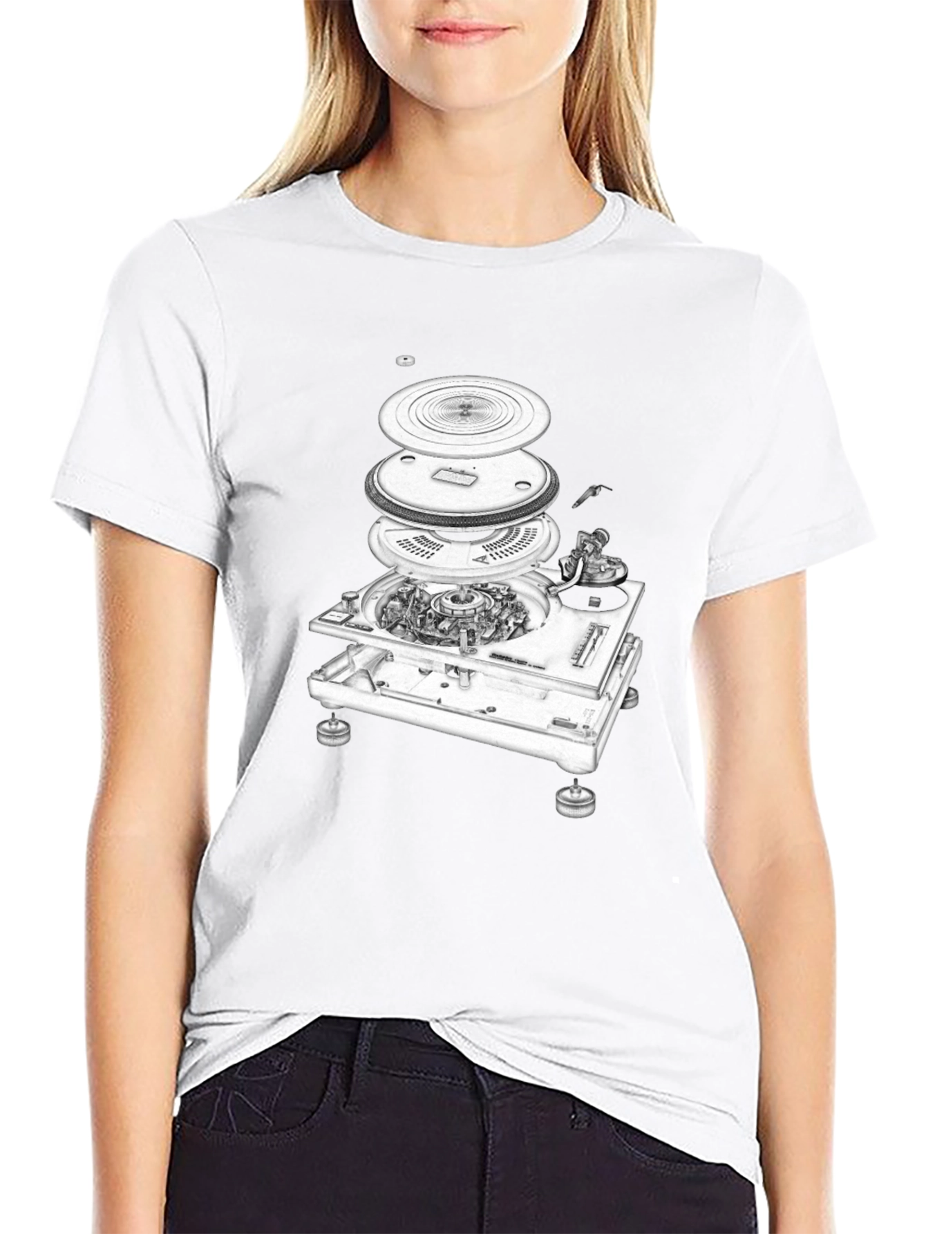 Exploded Turntable Graphic Tee - DJ Music Lover T-Shirt