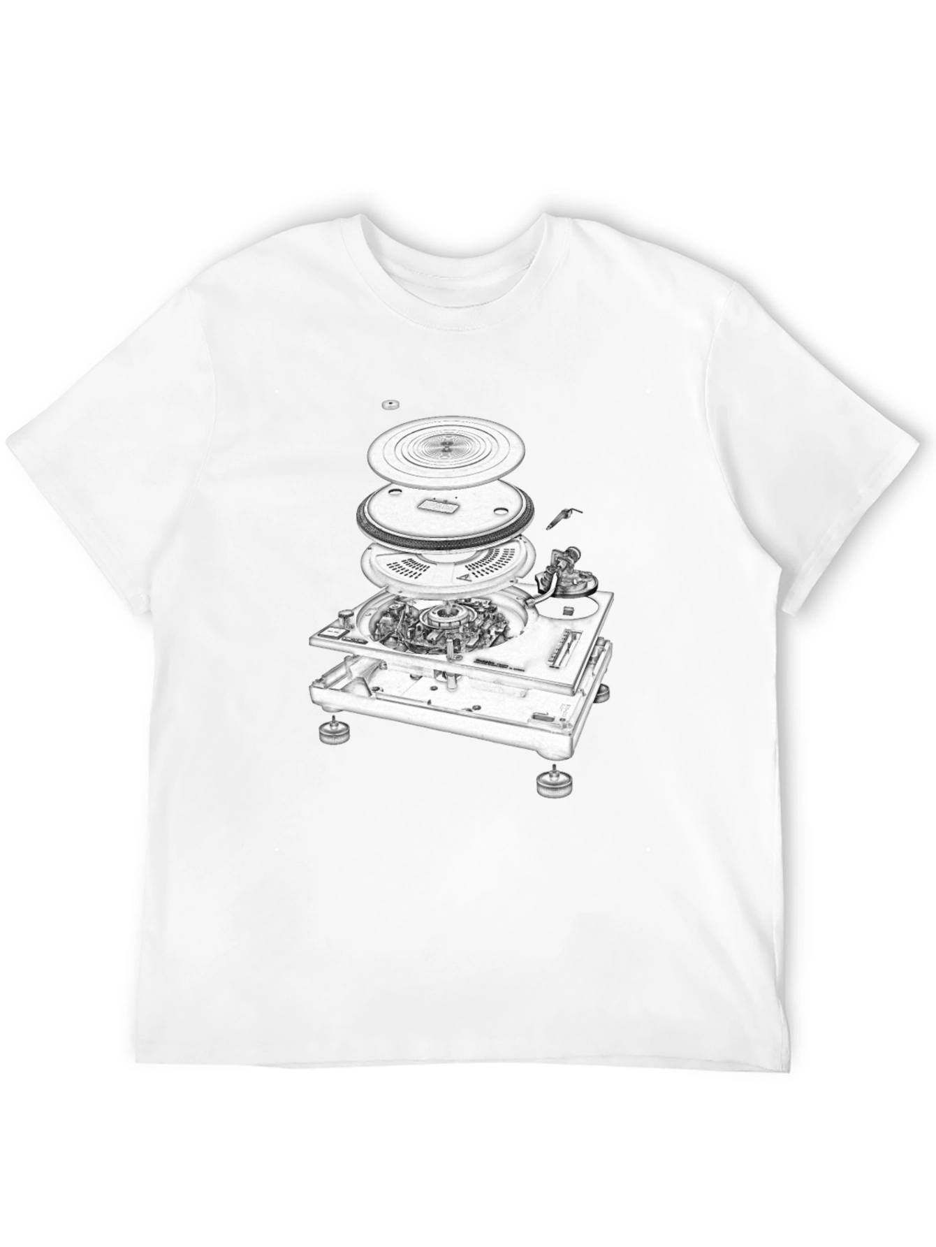 Exploded Turntable Graphic Tee - DJ Music Lover T-Shirt