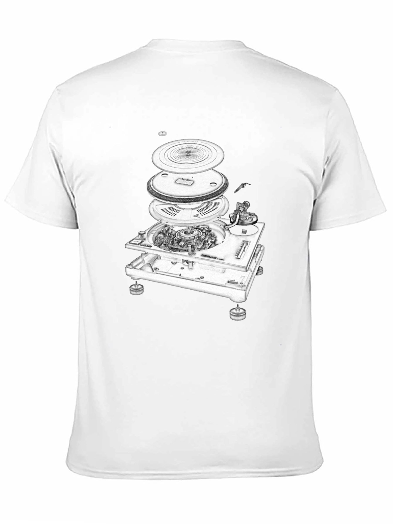 Exploded Turntable Graphic Tee - DJ Music Lover T-Shirt