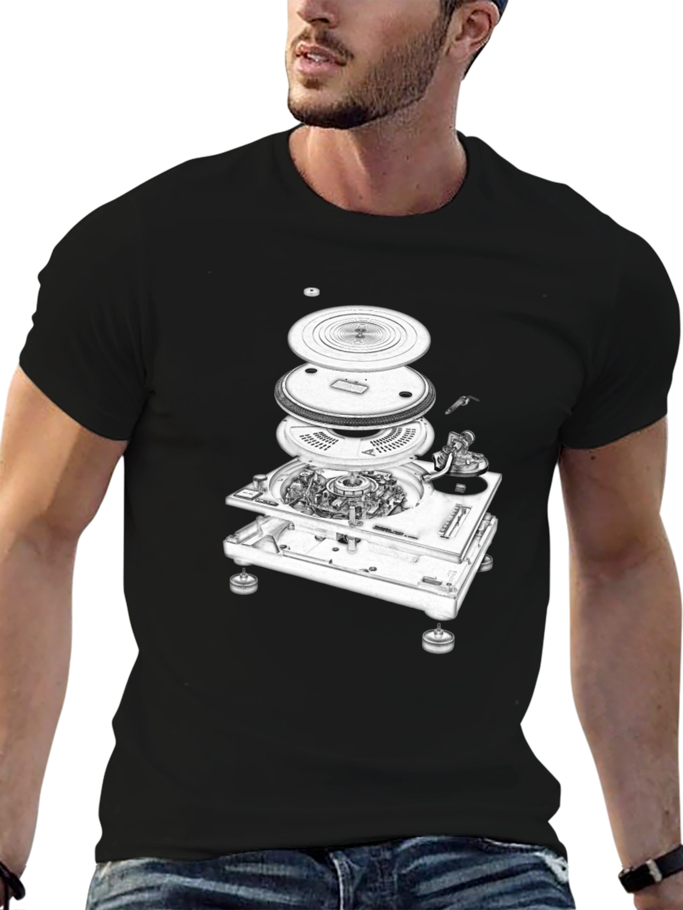 Exploded Turntable Graphic Tee - DJ Music Lover T-Shirt