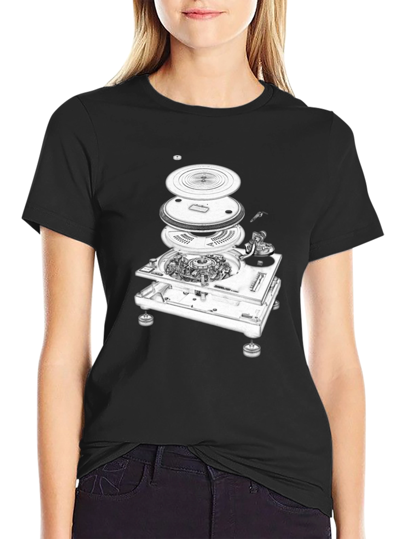 Exploded Turntable Graphic Tee - DJ Music Lover T-Shirt