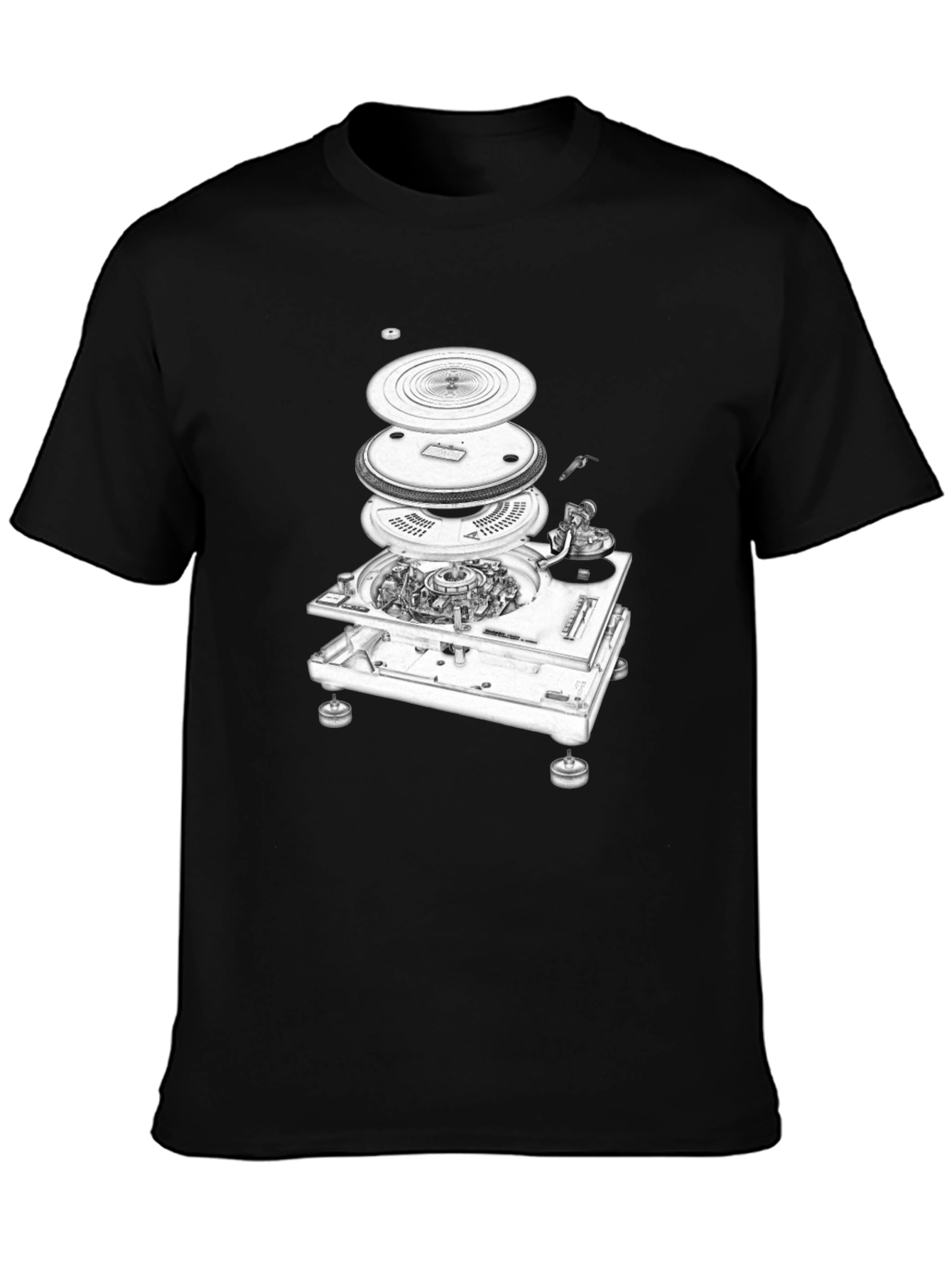 Exploded Turntable Graphic Tee - DJ Music Lover T-Shirt