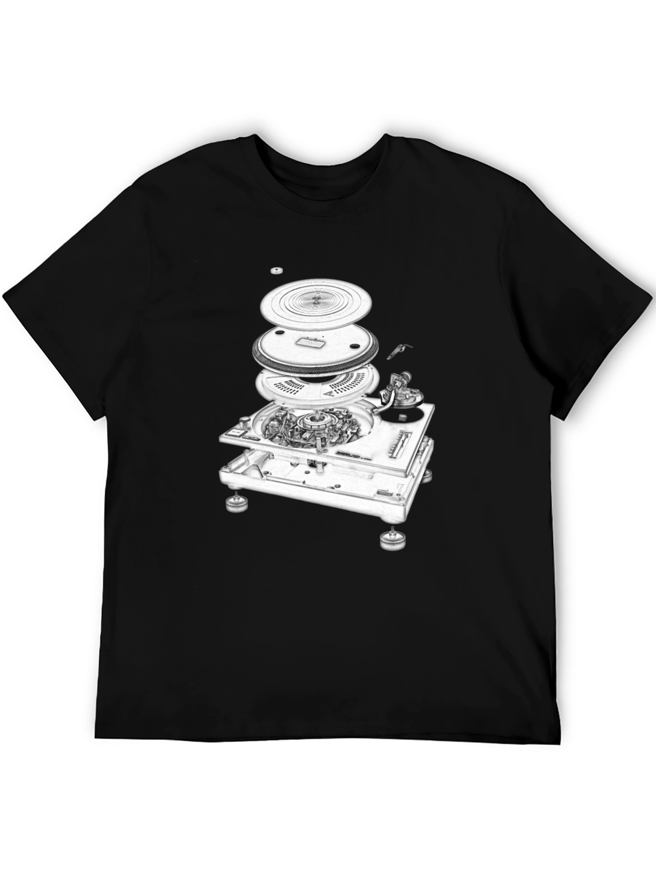 Exploded Turntable Graphic Tee - DJ Music Lover T-Shirt