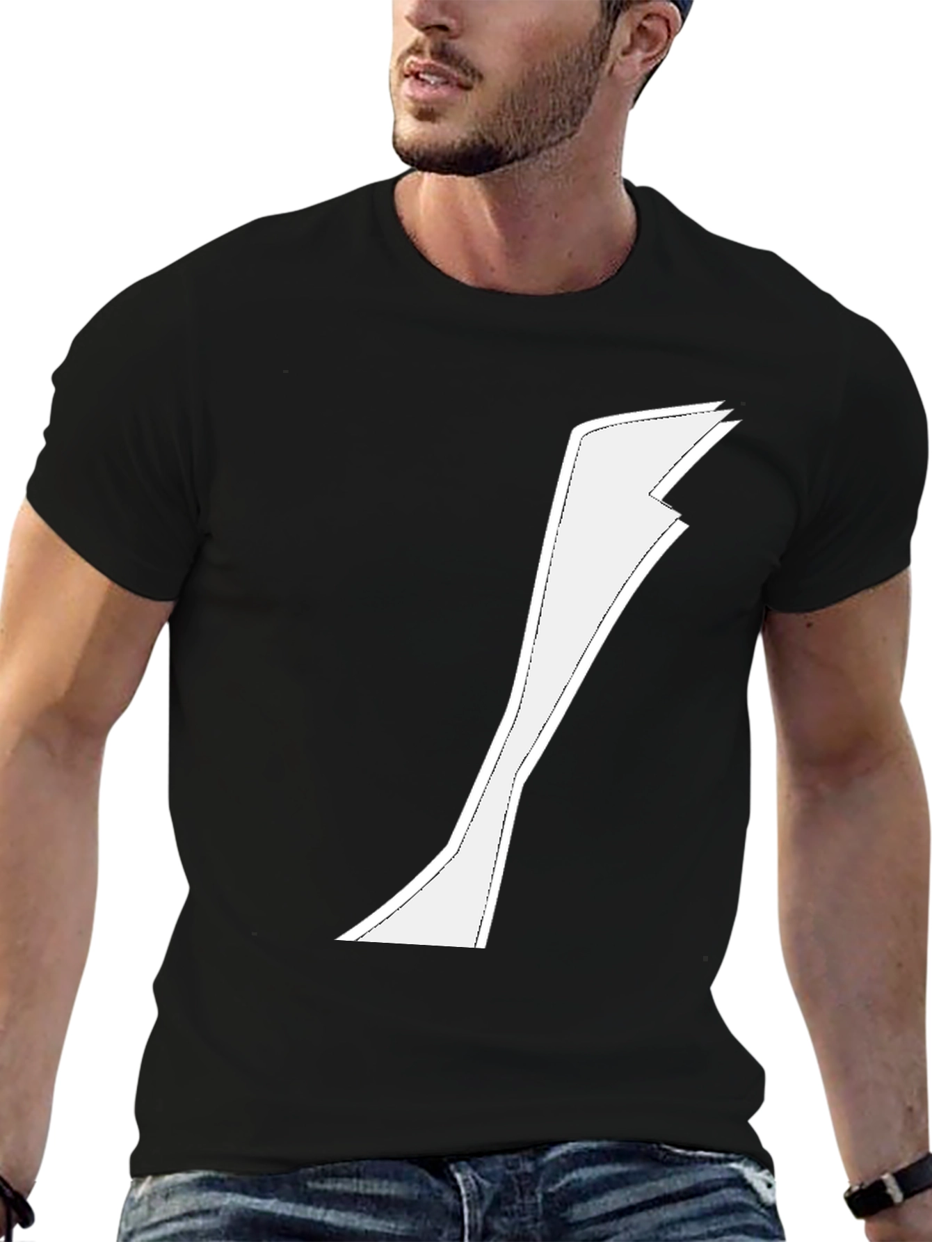 Minimalist White Graphic on Black T-Shirt