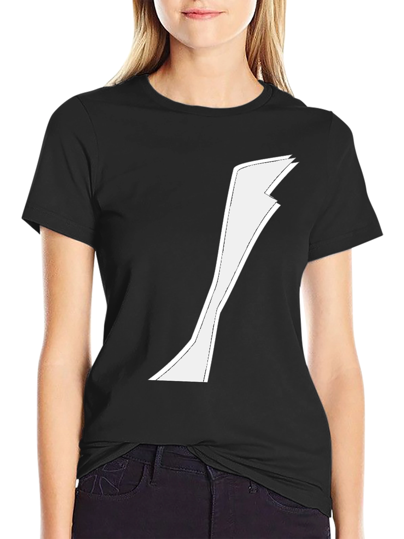 Minimalist White Graphic on Black T-Shirt