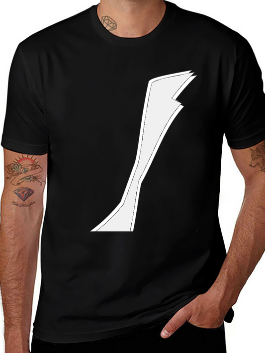 Minimalist White Graphic on Black T-Shirt