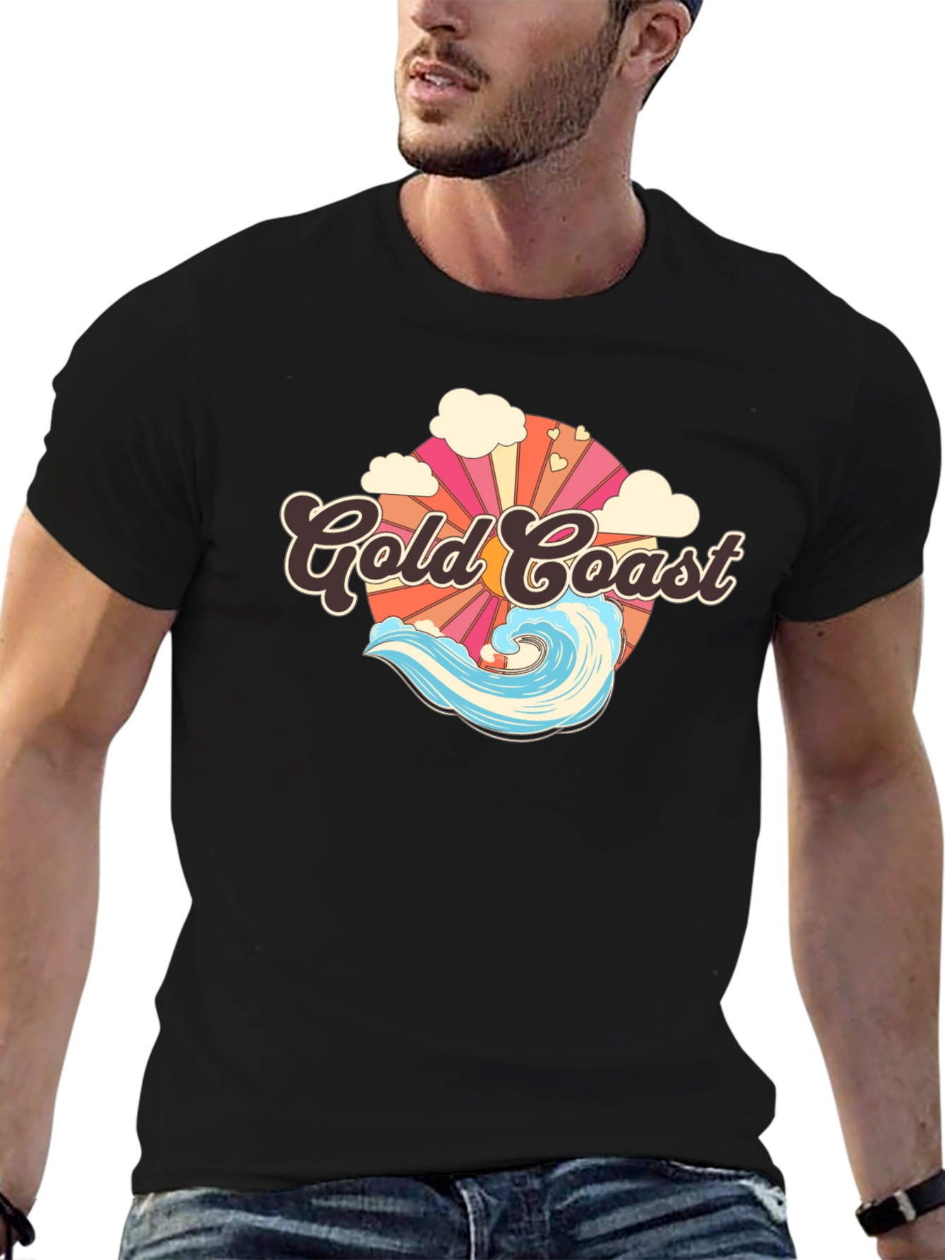 Gold Coast Wave T-Shirt - Retro Surf Style