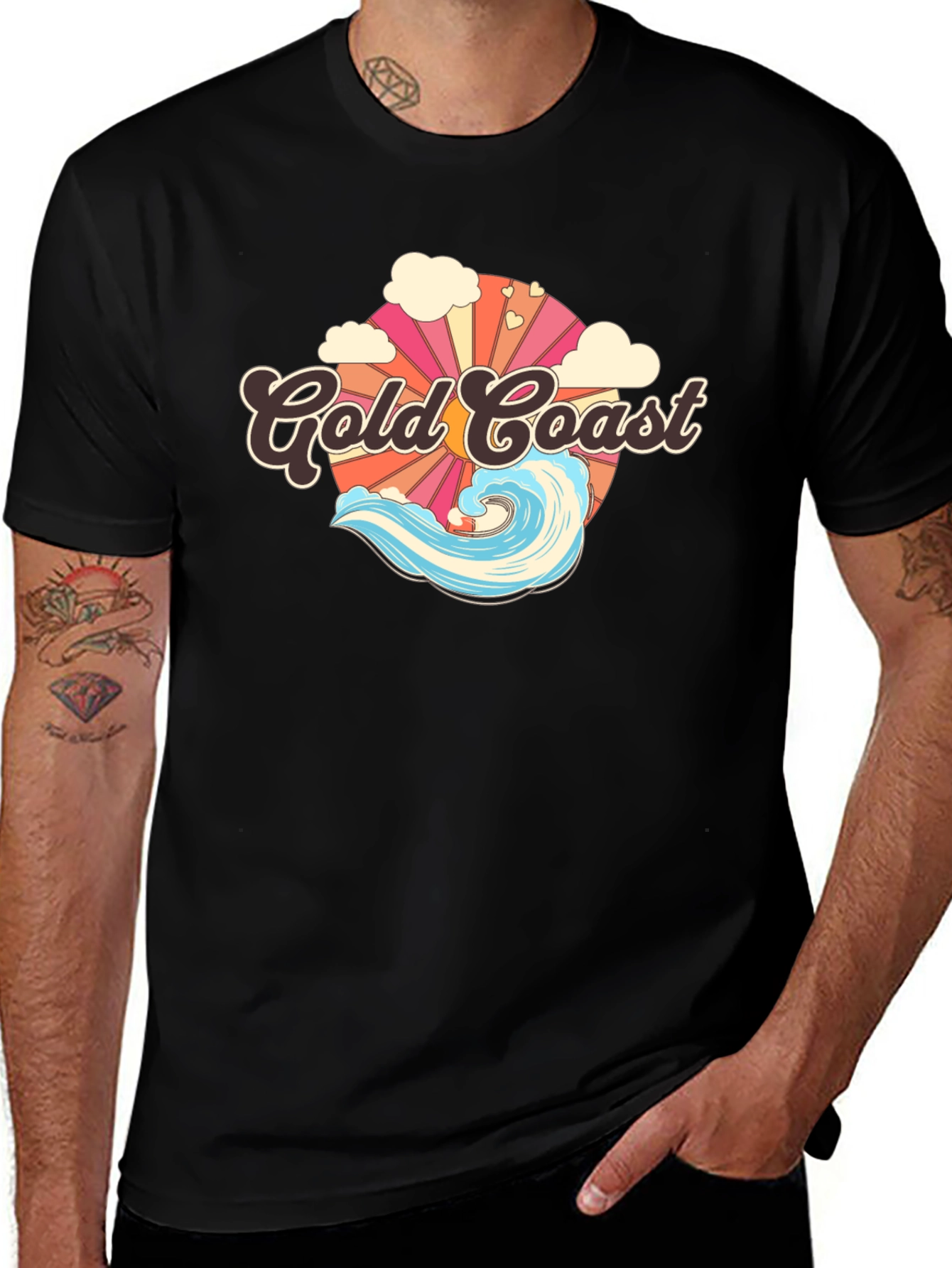 Gold Coast Wave T-Shirt - Retro Surf Style
