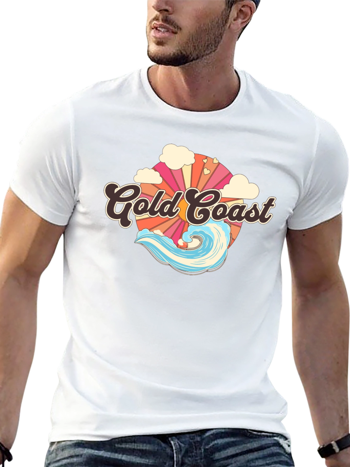 Gold Coast Wave T-Shirt - Retro Surf Style