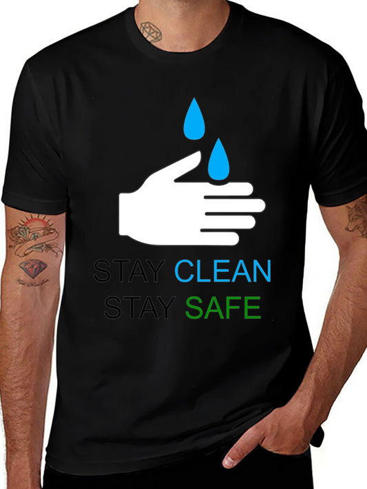 Stay Clean Stay Safe Graphic T-Shirt - Black