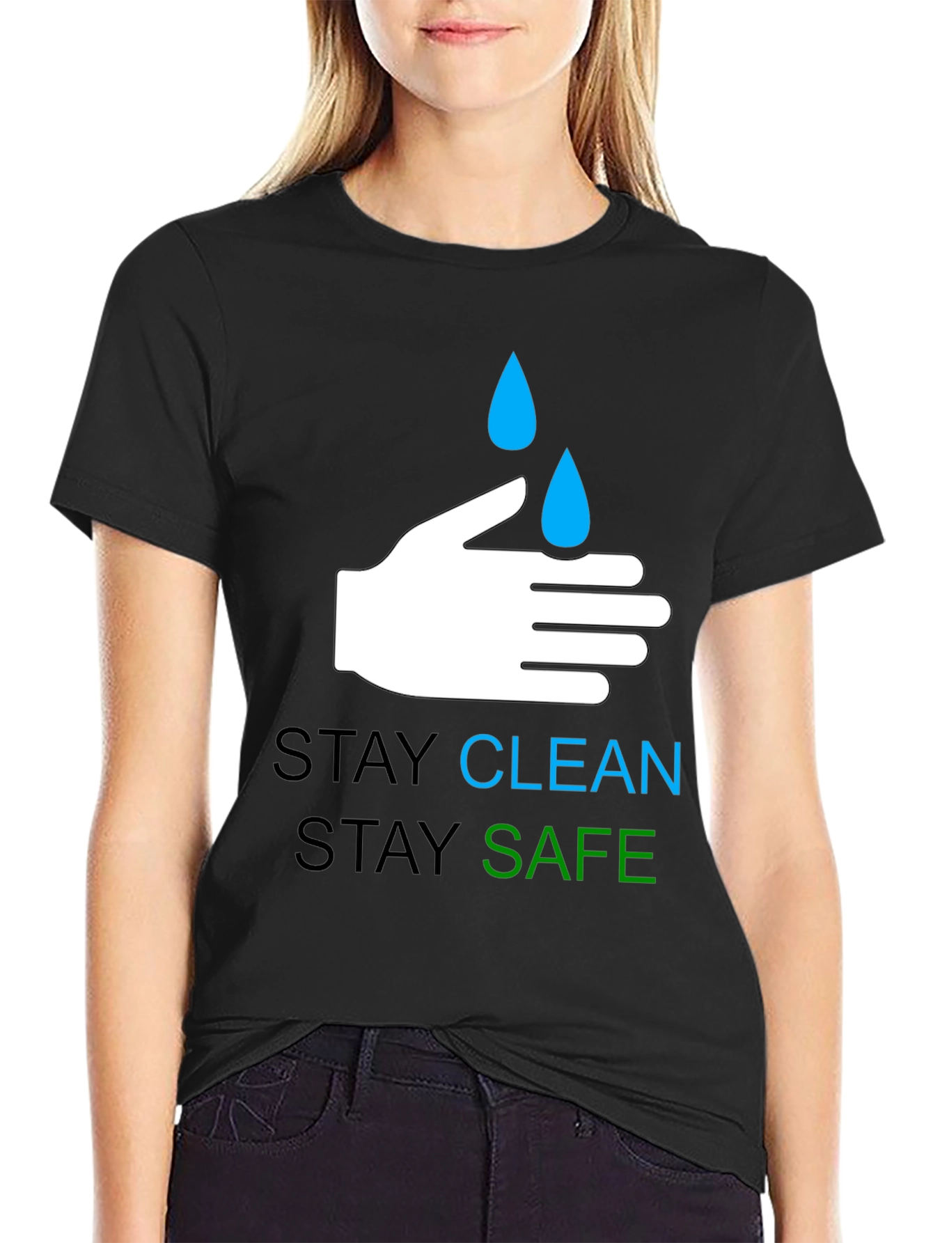 Stay Clean Stay Safe Graphic T-Shirt - Black