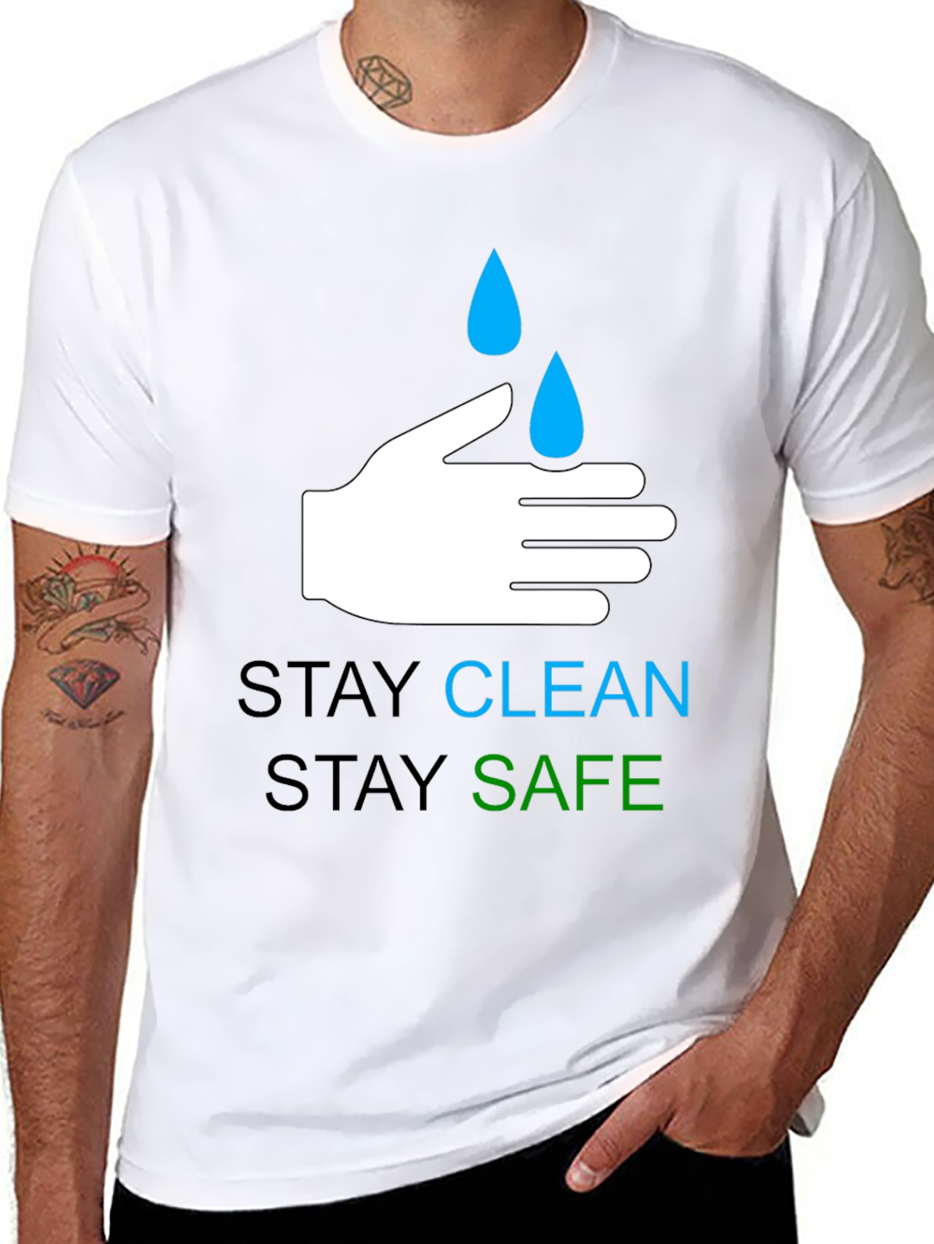 Stay Clean Stay Safe Graphic T-Shirt - Black
