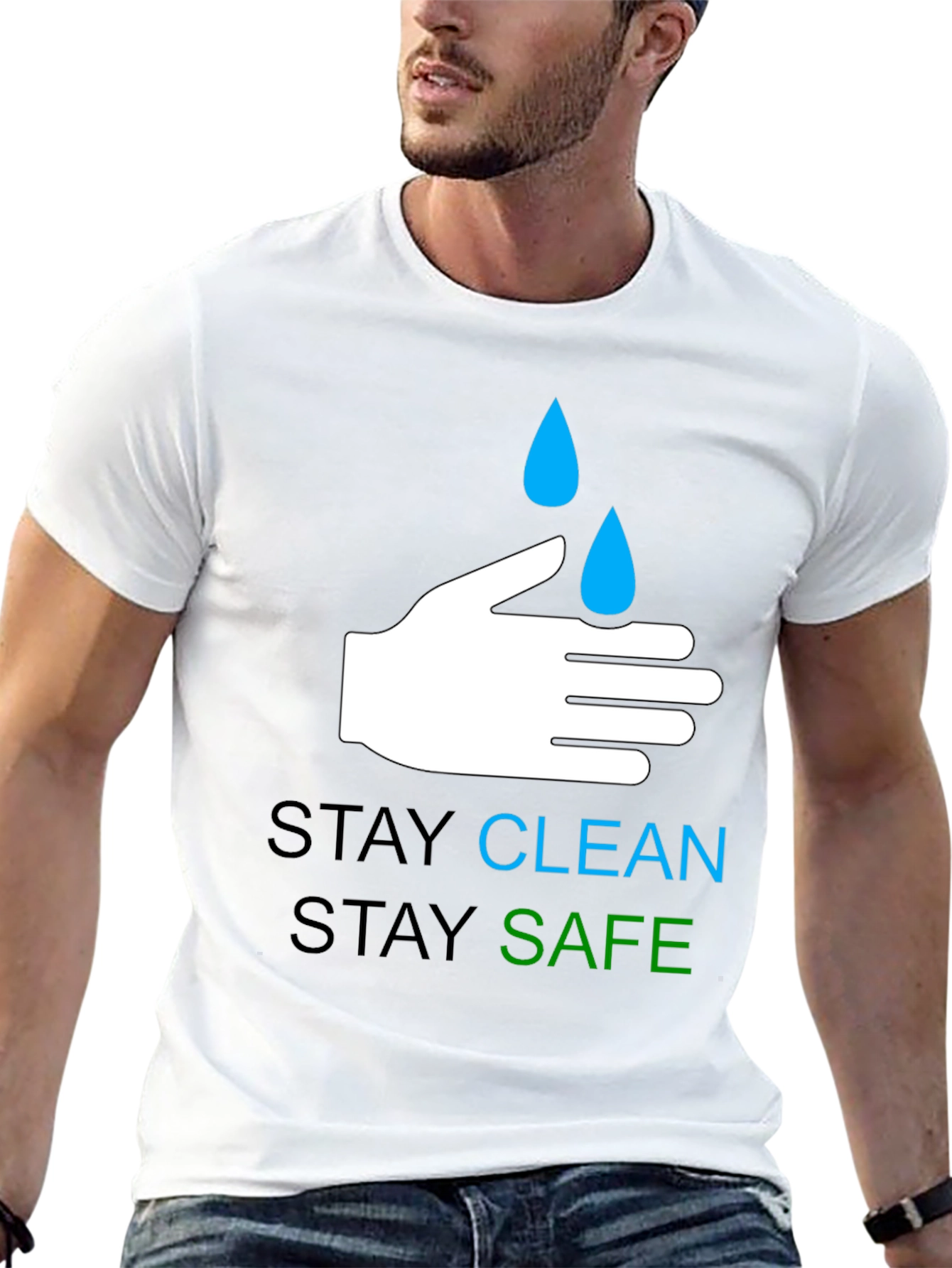 Stay Clean Stay Safe Graphic T-Shirt - Black