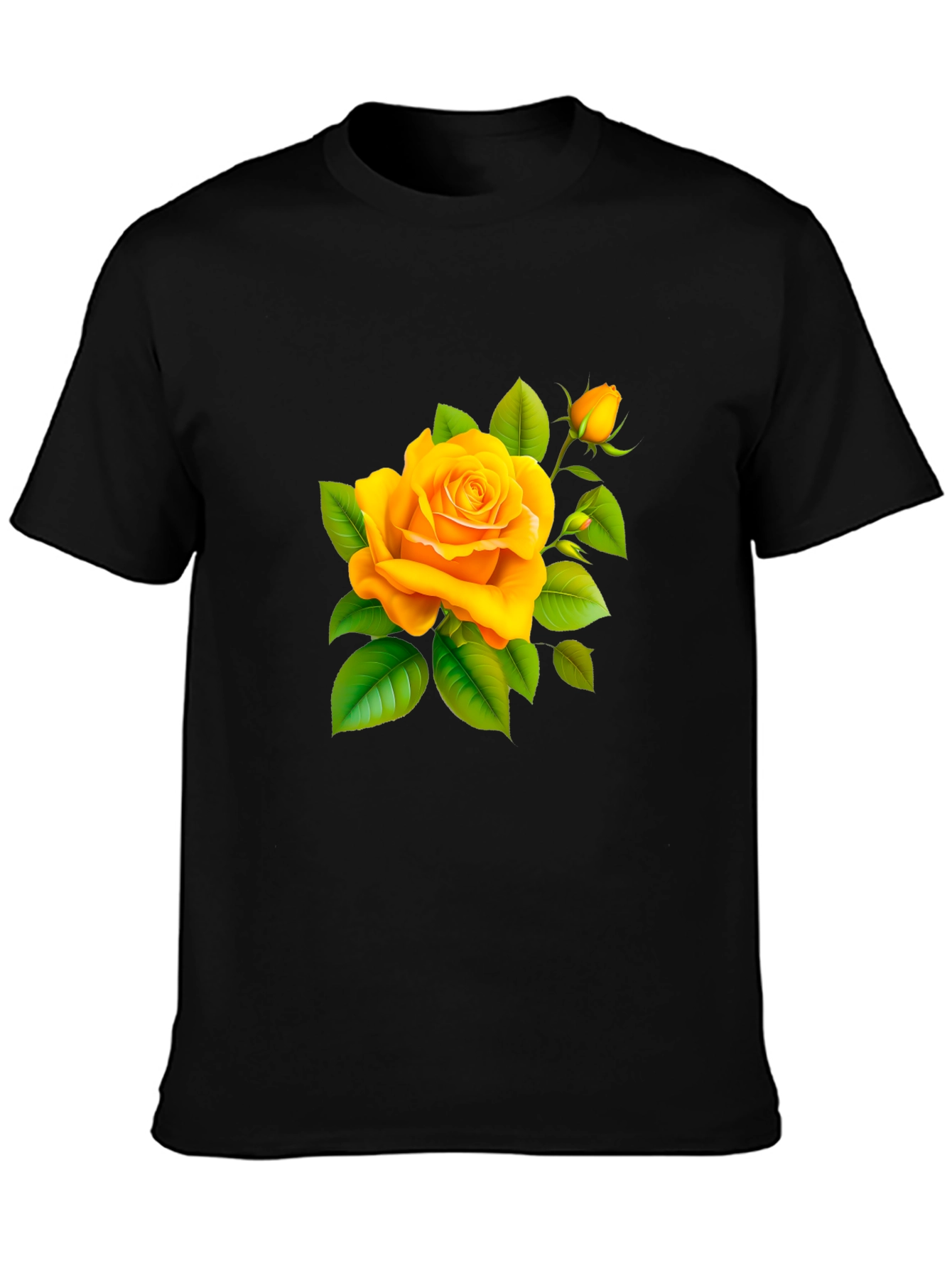 Yellow Rose Graphic Tee - Soft Cotton Blend Shirt