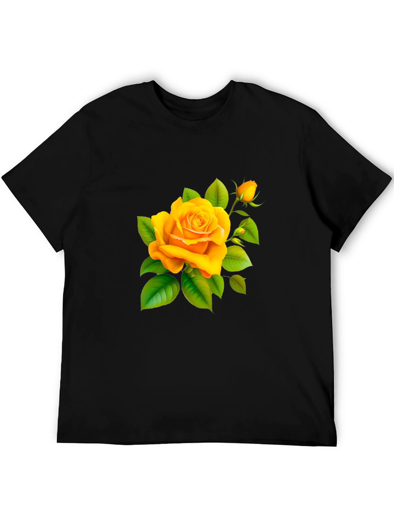 Yellow Rose Graphic Tee - Soft Cotton Blend Shirt