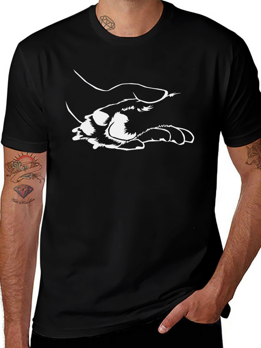 Dog Paw in Human Hand Black T-Shirt